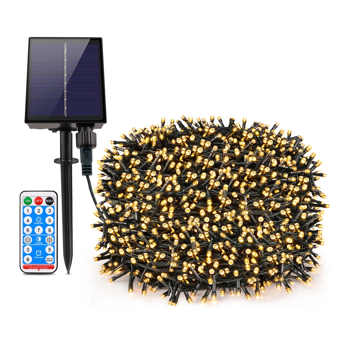 Nuo 30-100M 1000 LED vandeniui atsparios girliandos, saulės kolektorių greitas įkrovimas,Kalėdų sodo dekoravimui