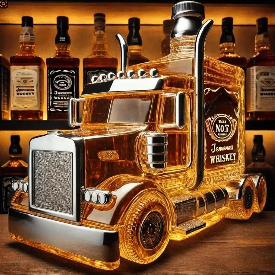 Namų dekoro dovana viskio entuziastams. Automobilio modelis permatomas grafinas