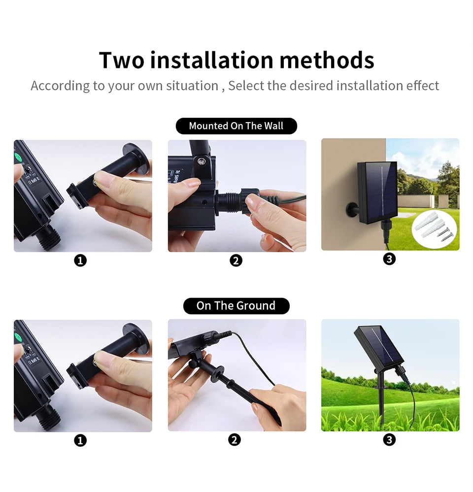 Nuo saulės baterijos veikiančios lauko LED lemputės 50m šviesos grandinė, skirta Kalėdų , atostogų ,sodo medžio dekorui, atsparios vandeniui.