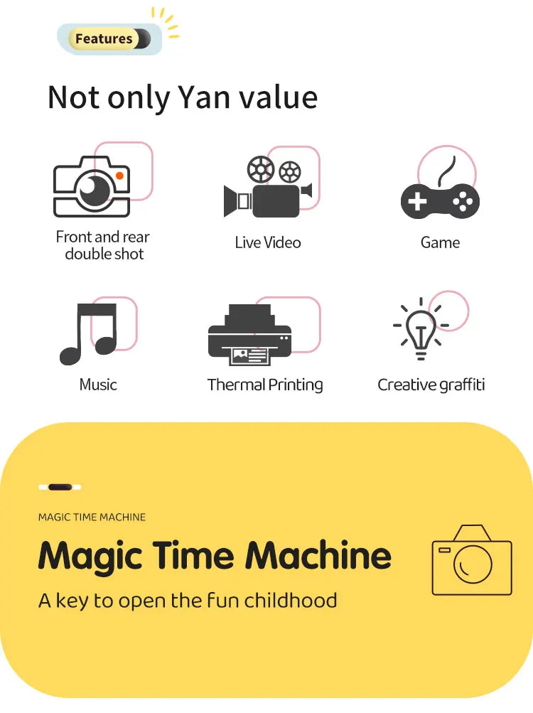 Momentinis spausdintuvas vaikams su fotoaparatu, 1080P vaikiški momentiniai fotoaparatai. Kalėdų ar gimtadienio dovana