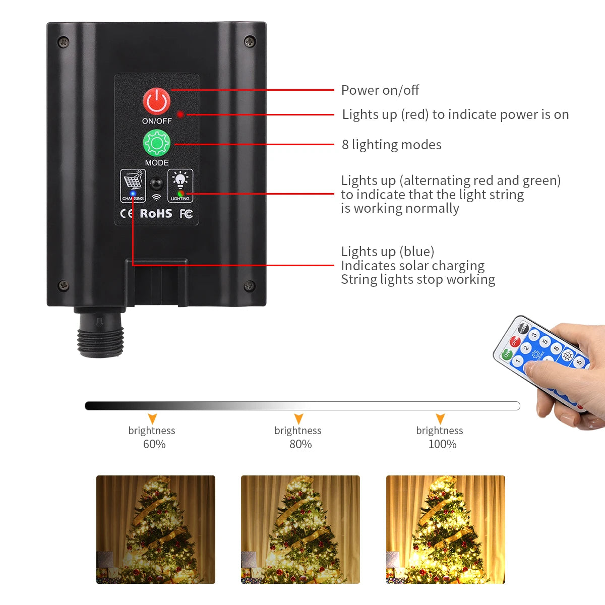 Nuo 30-100M 1000 LED vandeniui atsparios girliandos, saulės kolektorių greitas įkrovimas,Kalėdų sodo dekoravimui