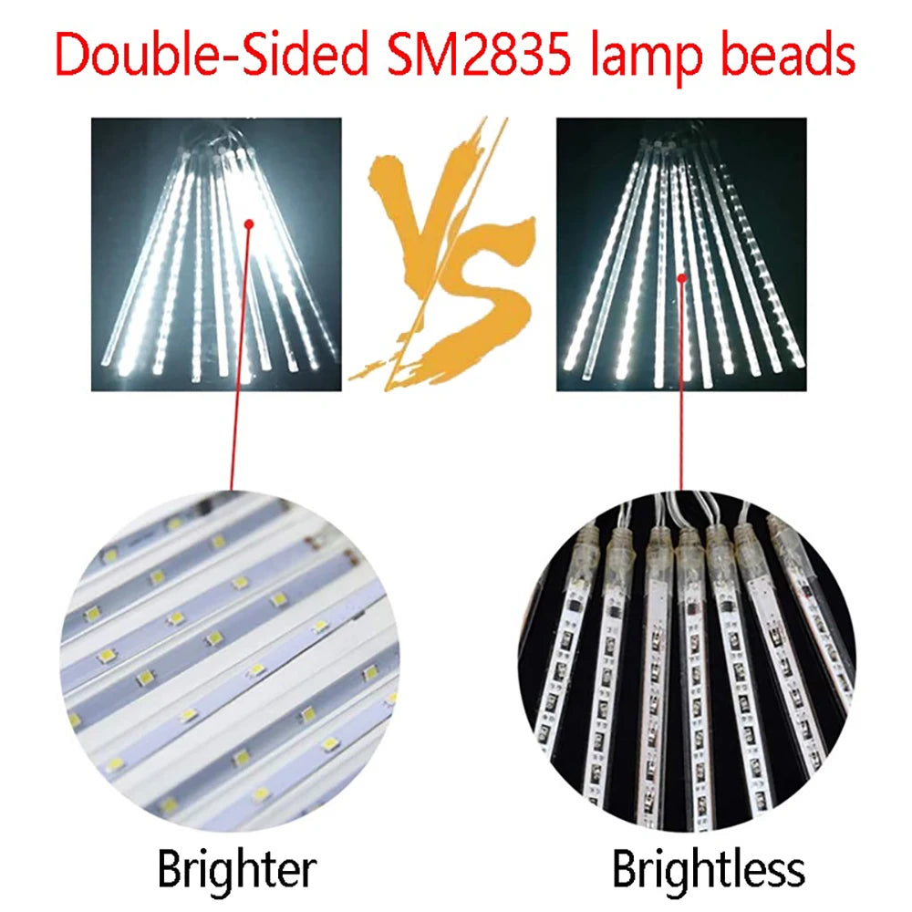 LED meteoru lietūs. Saulės baterijos,IPA 65